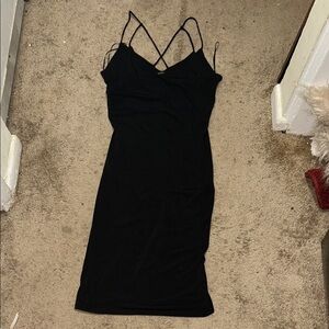 Ambiance Black Backless Dress with Spaghetti Straps